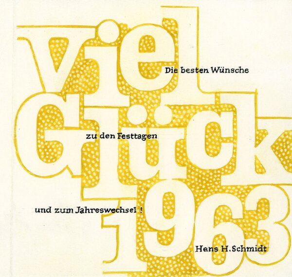 unbekannt - Glückwunschkarte zum Neujahr 1963 - 1963 - Aquarell auf Papier