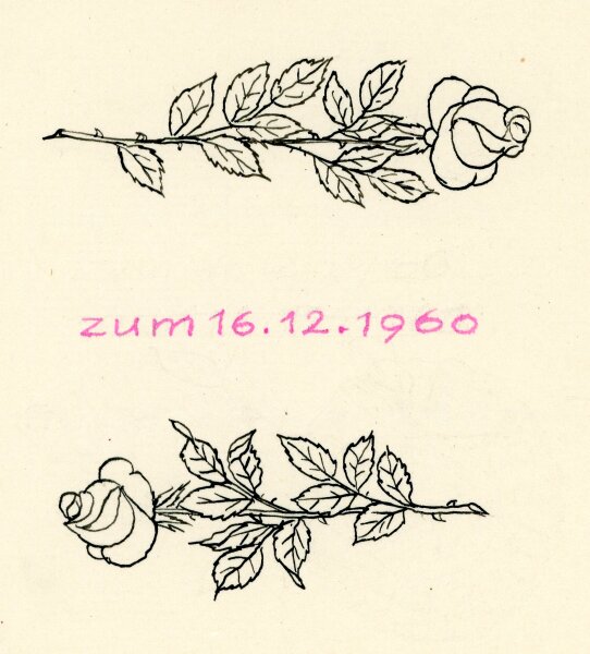 unbekannt - Briefumschlag mit Glückwunschkarte zum Hochzeitstag von 1960 - 1960 - Tuchezeichnung