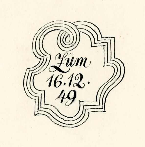 unbekannt - Grußkarte mit Ornament von 1949 - 1949 - Tuschezeichnung