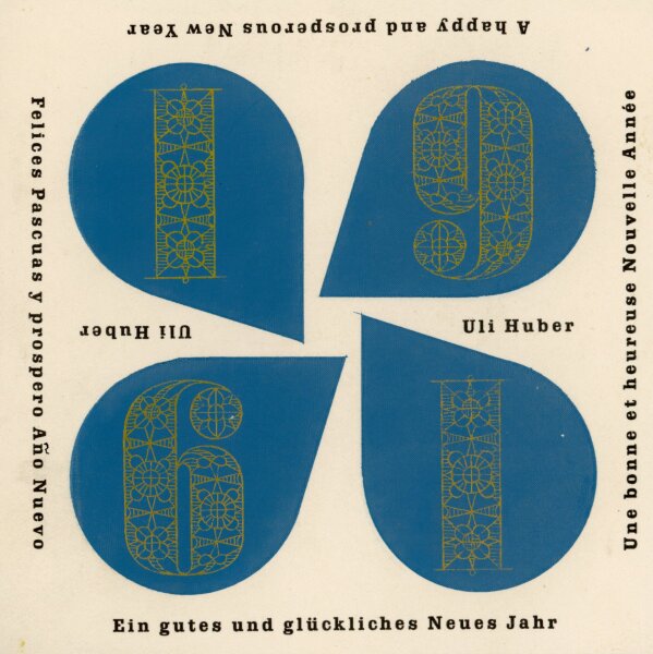 Uli Huber - Uli Huber Grußkarte Neujahr Druck Ornament 1961 - 1960 - Druck