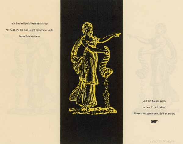 unbekannt - Grußkarte Glückwünsche Weihnachten Neujahr Fortuna Göttin 1960 1961 - 1960 - Druck