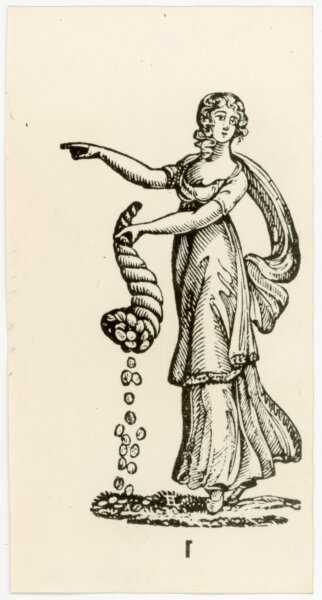 unbekannt - Fortuna Glück Schicksal Göttin Mythologie Füllhorn - o.J. - Druck
