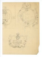 unbekannt - Skizze Ornament Schriftbanderole Frohes Fest...