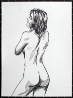 Sasha Schwarzer - Weibliche Rückenakt - 2023 - Kohle...