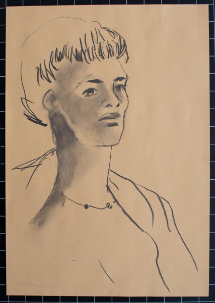 Sasha Schwarzer - Frauenporträt - 2023 - Kohle Zeichnung