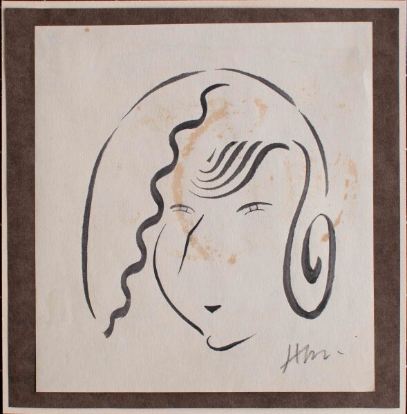 unbekannt - Weibliches Porträt - o.J. - Tusche