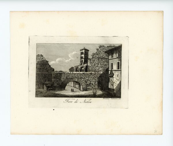 Tommaso Cuccioni - Nerva-Forum Tommaso Cuccioni römische Kaiserforen Rom Italien Stahlstich - um 1830 - Kupferstich