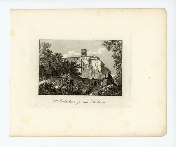 Tommaso Cuccioni - Kathedrale St. Scholastika Abteikirche Subiaco Latium Benediktinerorden - um 1830 - Kupferstich