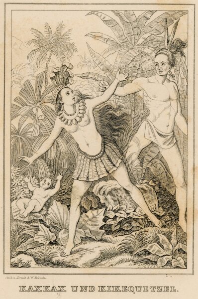 Wenzel Pobuda - Kaxkax und Kikequetzel - um 1820 - Kupferstich
