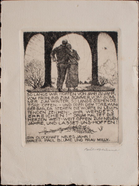 Paul Blume - Neujahrsgrafik - 1932 - Radierung