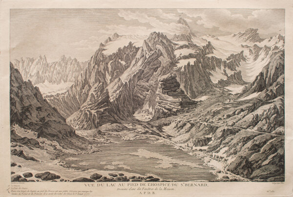 François Denis Née - Gebirgslandschaft mit Hospiz am St. Bernhard Pass - 1780-1788 - Radierung