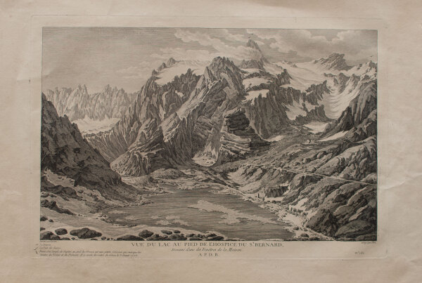François Denis Née - Gebirgslandschaft mit Hospiz am St. Bernhard Pass - 1780-1788 - Radierung