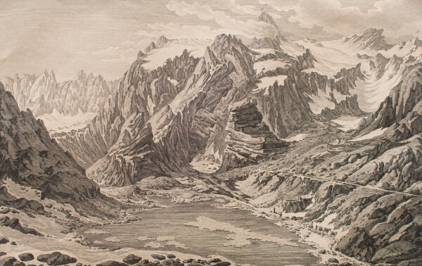 François Denis Née - Gebirgslandschaft mit Hospiz am St. Bernhard Pass - 1780-1788 - Radierung