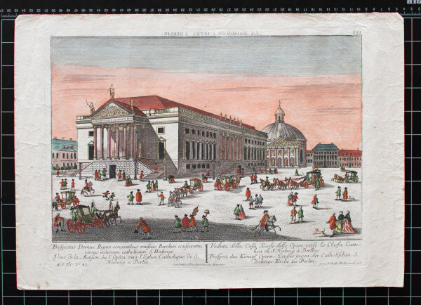 Georg Balthasar Probst - Guckkastenbild Berlin Königliches Opernhaus Bebelplatz St. Hedwig - o.J. - kolorierter Kupferstich