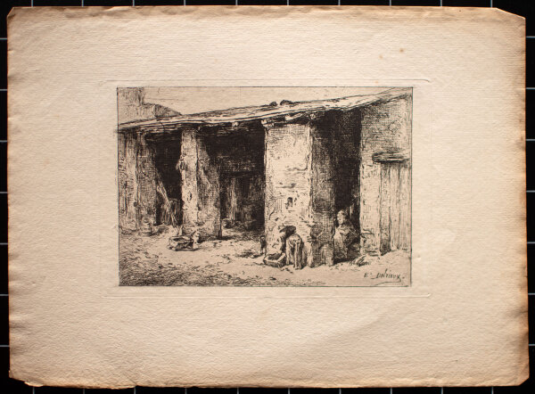 Unleserlich signiert - Bauernstube - o.J. - Radierung