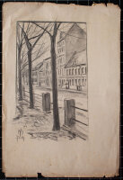 Monogrammist M.T." - Straßenansicht - 1901 - Kohlezeichnung"