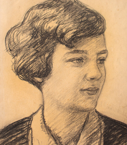 Monogrammist S.W." - Frauenbildniss - o.J. - Kohlezeichnung"