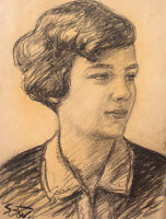 Monogrammist S.W." - Frauenbildniss - o.J. - Kohlezeichnung"