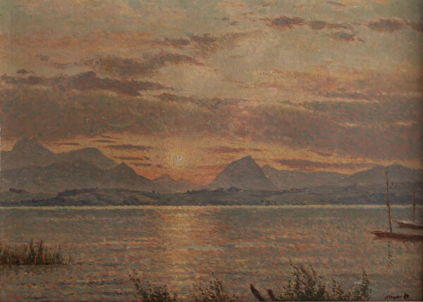 Rudolf Conrad Erich Allwardt - Sonnenuntergang über dem See - o.J. - Öl