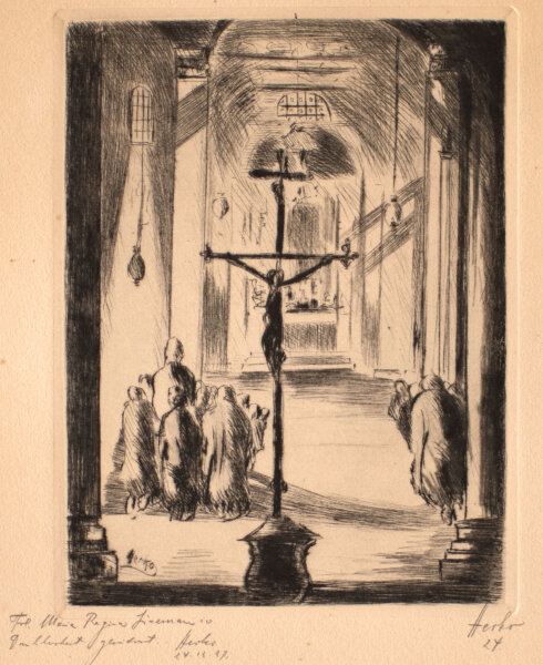 Berthold Martin Herko - Italienische Kirche - 1924 - Radierung