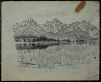 Unleserlich signiert - Seelandschaft mit Berge - Anfang...