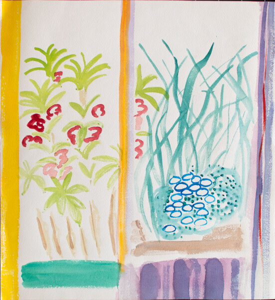 unbekannt - Gartenblick - um 1990 - Aquarell