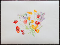 unbekannt - Blumenstück mit Mohnblumen - 1990 - Aquarell