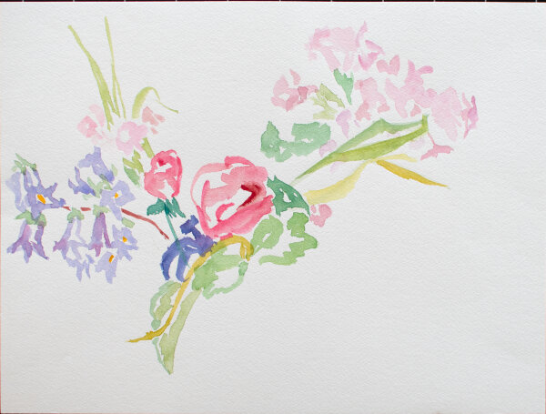 unbekannt - Blumenstück mit Rosen - 1990 - Aquarell