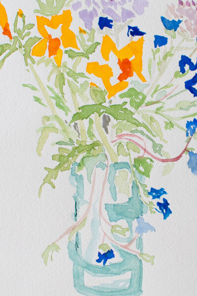 unbekannt - Blumen in der Vase mit Narzissen - 1990 - Aquarell