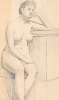 Unleserlich signiert - Studienzeichnung, Frauenakt - 1896...
