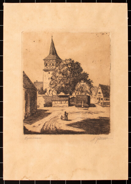 unleserlich signiert - Dorfansicht Egenhausen - Anfang 1900 - Radierung