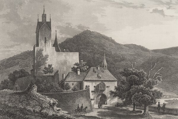 H. Emden - Schloss Eberstein bei Baden Baden - o.J. - Stahlstich