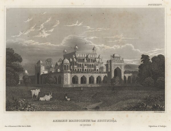 Ad. Rottmann - Akbars´s Mausoleum bei Secundra - o.J. - Stahlstich
