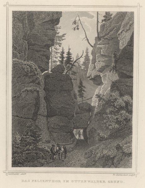 Fr. Hablitschek - Felsentor im Uttenwalder Grund - o.J. - Stahlstich