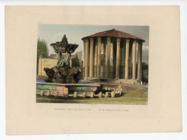 Jakob Lorenz Rüdisühli - Tmpel der Vesta in Rom - o.J. - kolorierter Stahlstich