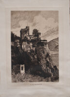 Carl Jander - Blick auf den Rhein und die Burg Rheinstein - o.J. - Radierung