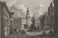 F. Abresch - Residenzplatz Salzburg - 1837 - Stahlstich