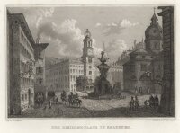 F. Abresch - Residenzplatz Salzburg - 1837 - Stahlstich