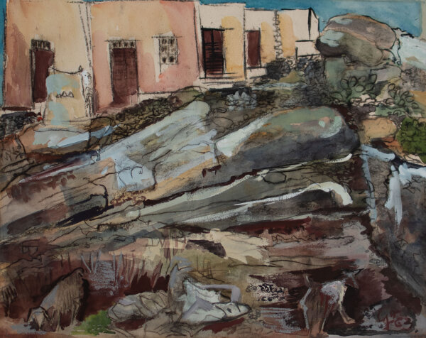 Gerhard Schulte-Dahling - Weiße Häuser - 1963 - Aquarell