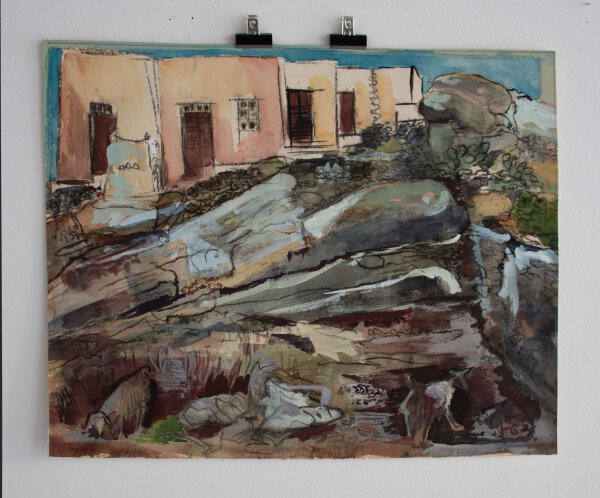 Gerhard Schulte-Dahling - Weiße Häuser - 1963 - Aquarell