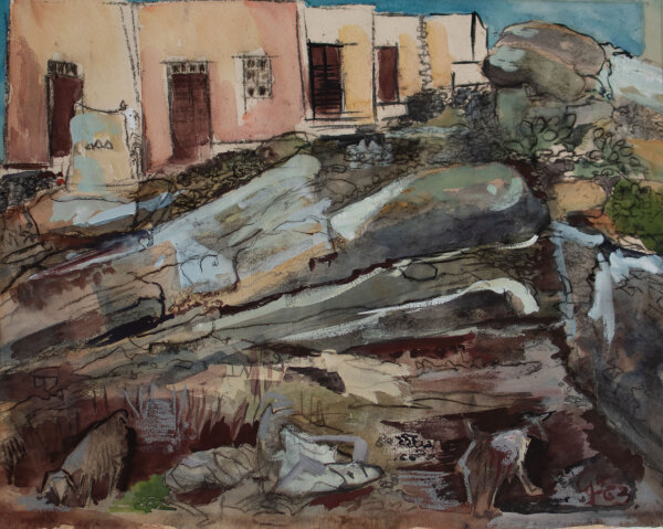 Gerhard Schulte-Dahling - Weiße Häuser - 1963 - Aquarell