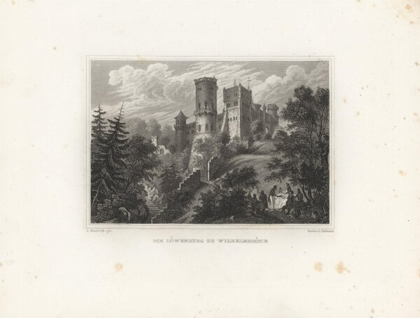 L. Hoffmeister - Löwenburg Wilhelmshöhe - 1837 - Stahlstich