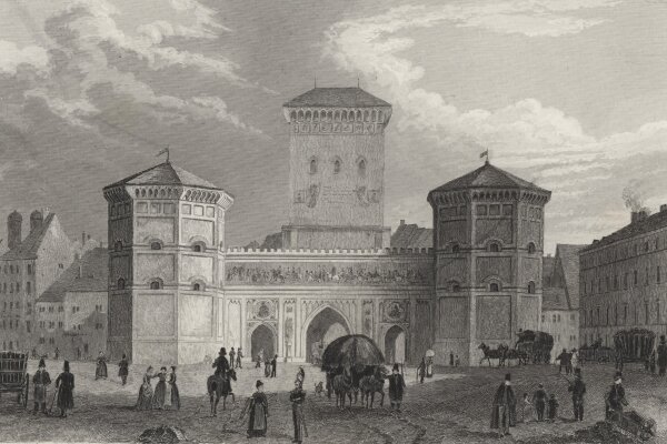 C. F. - Isarthor in München - 1837 - Stahlstich