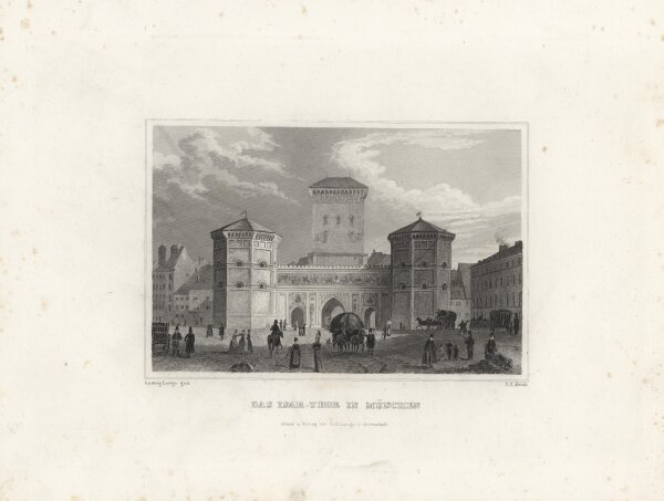 C. F. - Isarthor in München - 1837 - Stahlstich