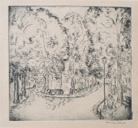 Ursula Wendorff-Weidt - Park mit Spaziergängern -...