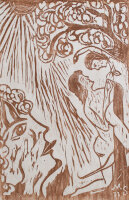 Margot Schubert - Der Sündenfall - 1977 - Holzschnitt