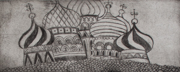 Helga Delfs - Russische Zwiebeltürme - 1976 - Radierung