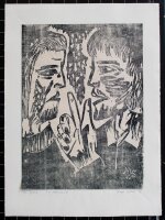 Margot Schubert - Das Gespräch - 1976 - Holzschnitt