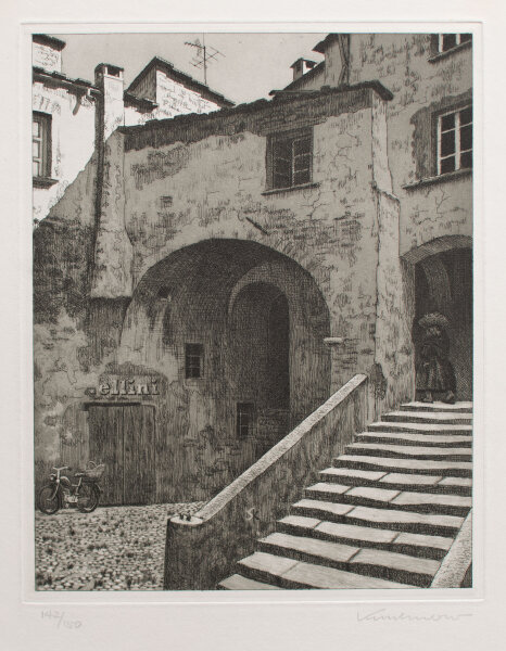 unleserlich signiert - Südliche Stadt - o.J. - Radierung