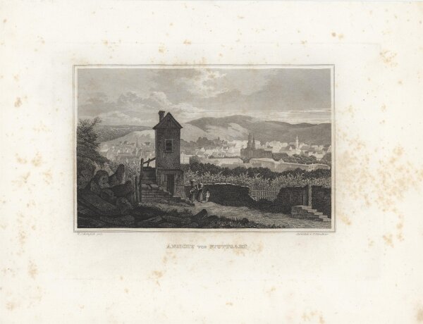 C. Gerstner - Stadtansicht von Stuttgart - 1837 - Stahlstich